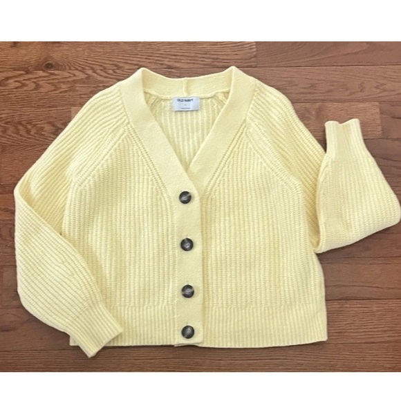 Old Navy Sweaters - OLD NAVY Yellow V-Neck Button Chunky Ribbed Cardigan Sweater, Women's S